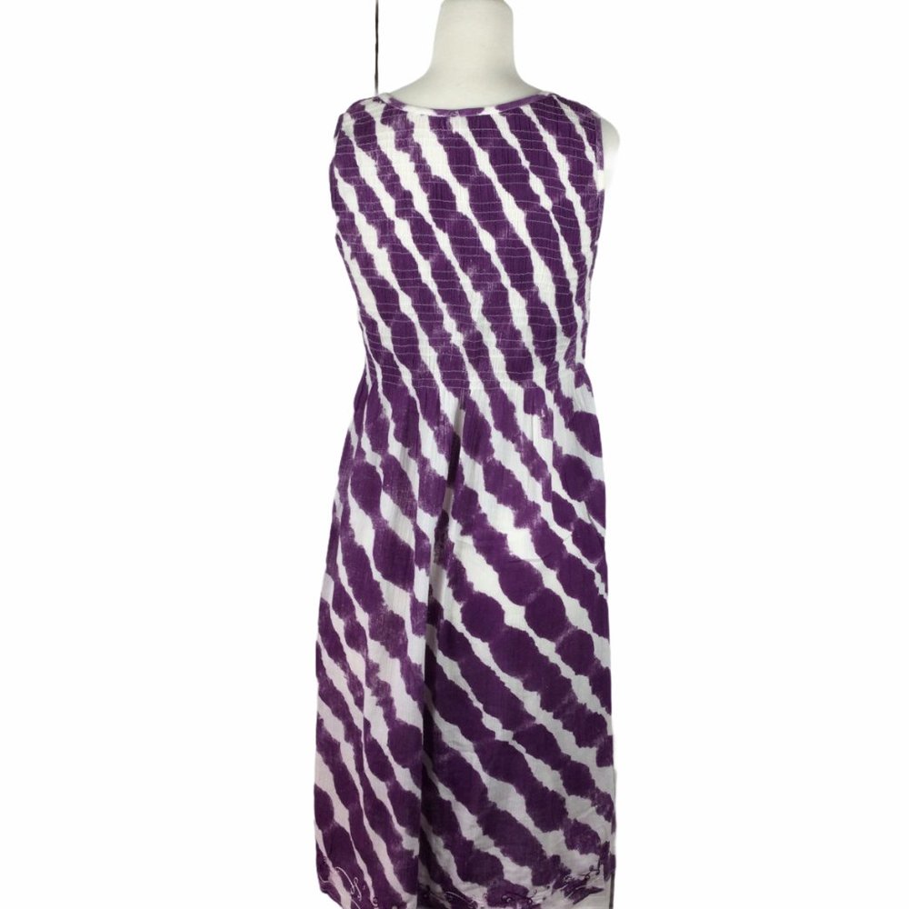 Soft Surroundings Purple/White Gauze Smocked Dress - Picture 2 of 6
